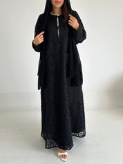C 2603 Black Dantel Abaya