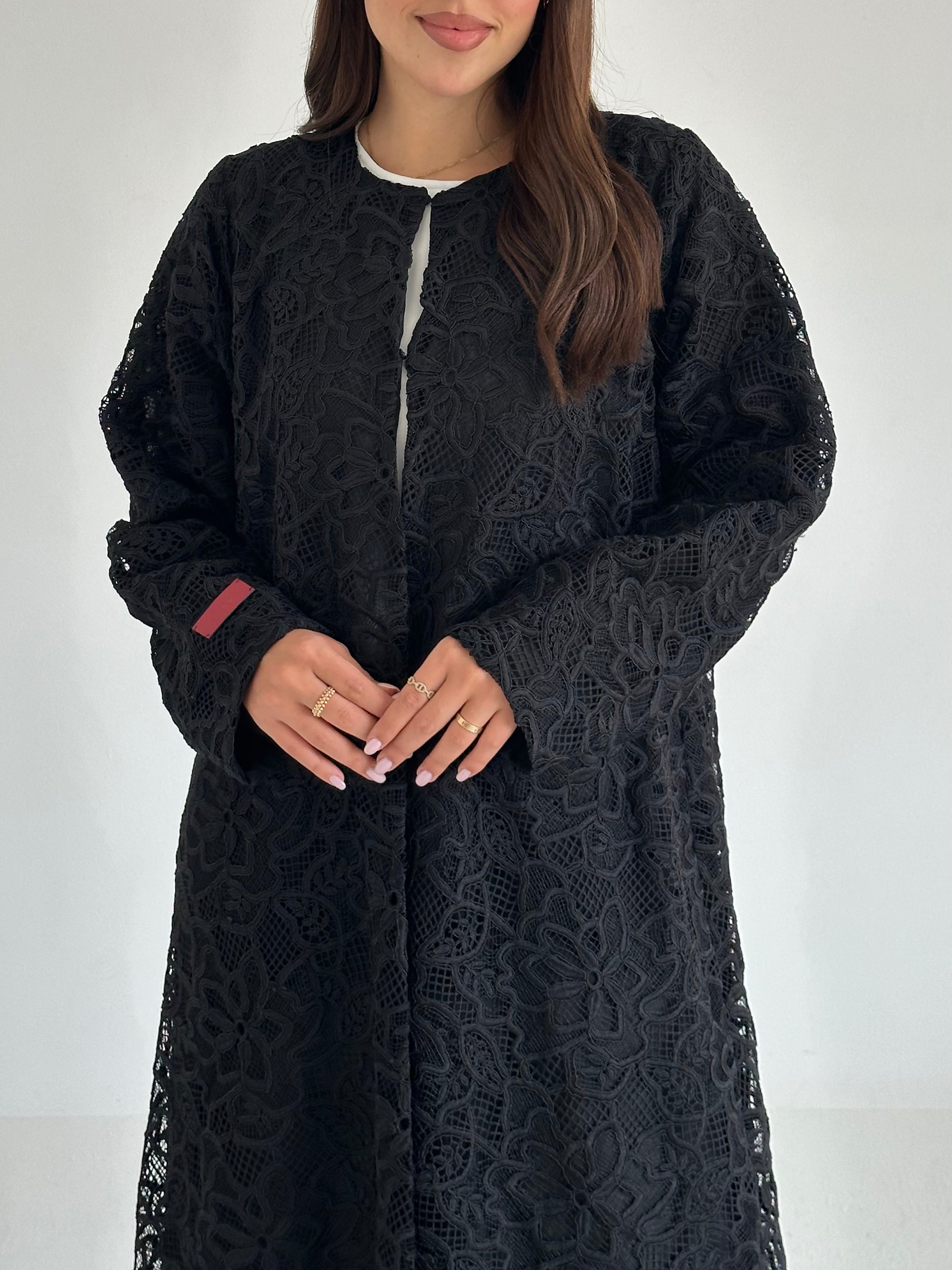 C 2603 Black Dantel Abaya