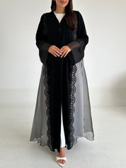 C 2604 Black Sequins Lace Abaya