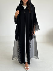 C 2604 Black Sequins Lace Abaya