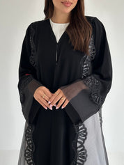 C 2604 Black Sequins Lace Abaya