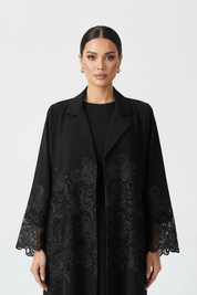 C 2605 Black Dantel Abaya