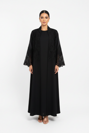 C 2606 Black Dantel Abaya