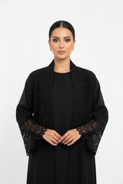 C 2606 Black Dantel Abaya