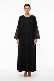 C 2607 Black Dantel Abaya