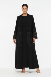 C 2608 Black Dantel Abaya