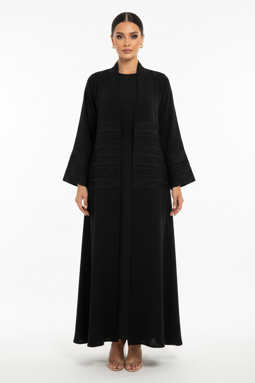 C 2609 Black Dantel Abaya
