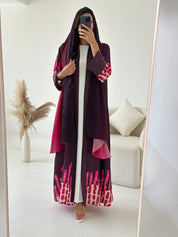 C 2614 Rose Crimson Printed Abaya