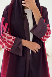 C 2614 Rose Crimson Printed Abaya