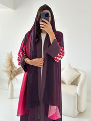 C 2614 Rose Crimson Printed Abaya