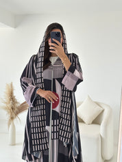 C 2616 Black Patterned Printed Abaya