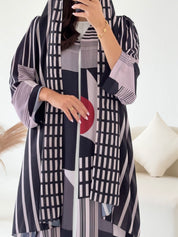 C 2616 Black Patterned Printed Abaya
