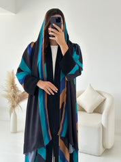 C 2617 Raspberry Striped Printed Abaya