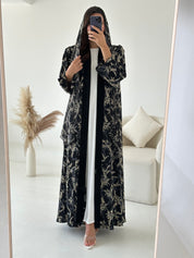 C 2618 Teal Polka Dot Printed Abaya