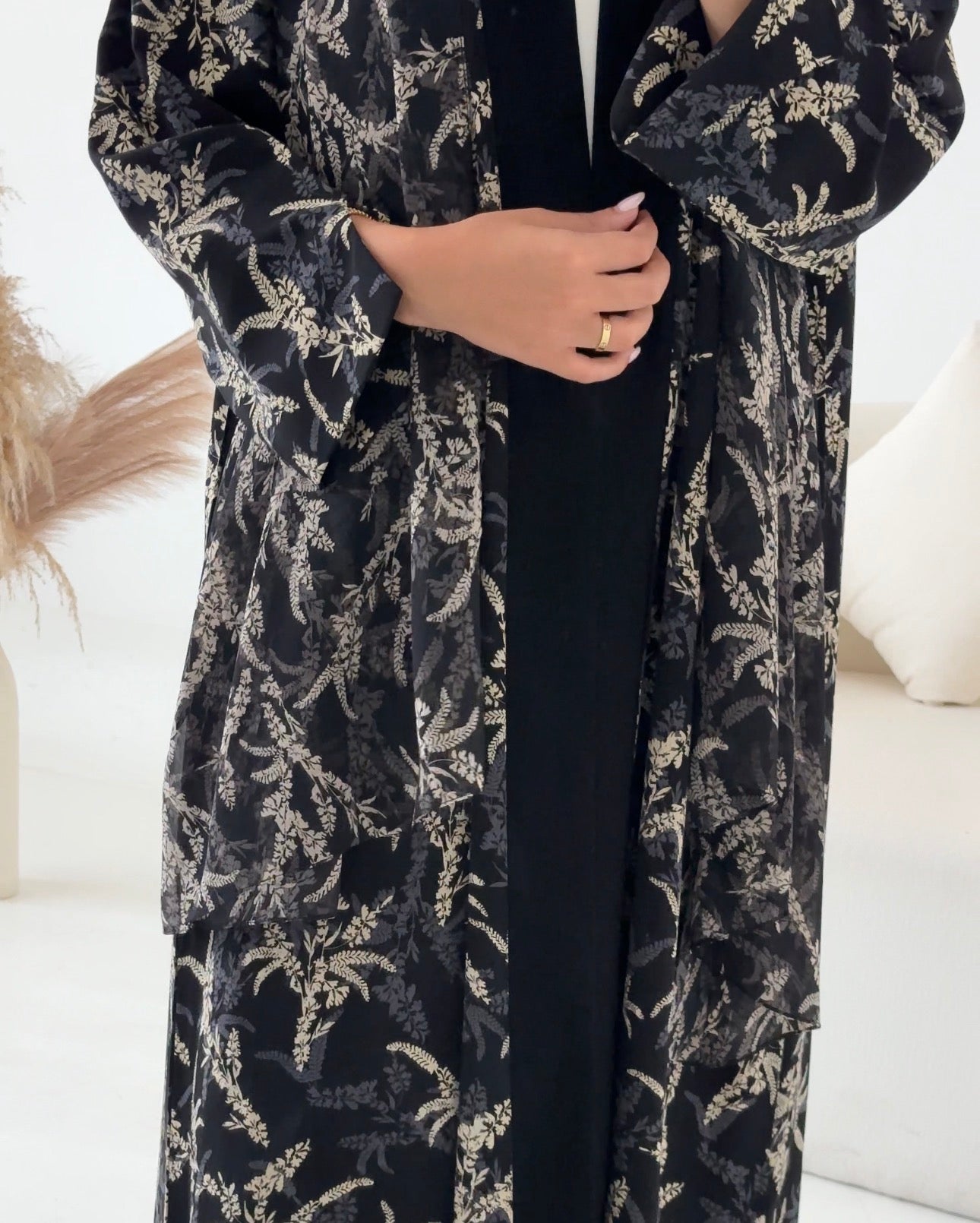C 2618 Teal Polka Dot Printed Abaya
