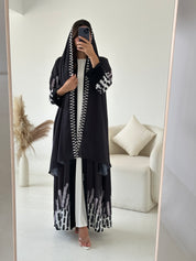 C 2622 Grape Orange Floral Printed Abaya