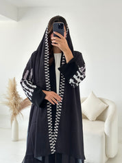 C 2622 Grape Orange Floral Printed Abaya