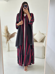 C 2623 Black Green Printed Abaya