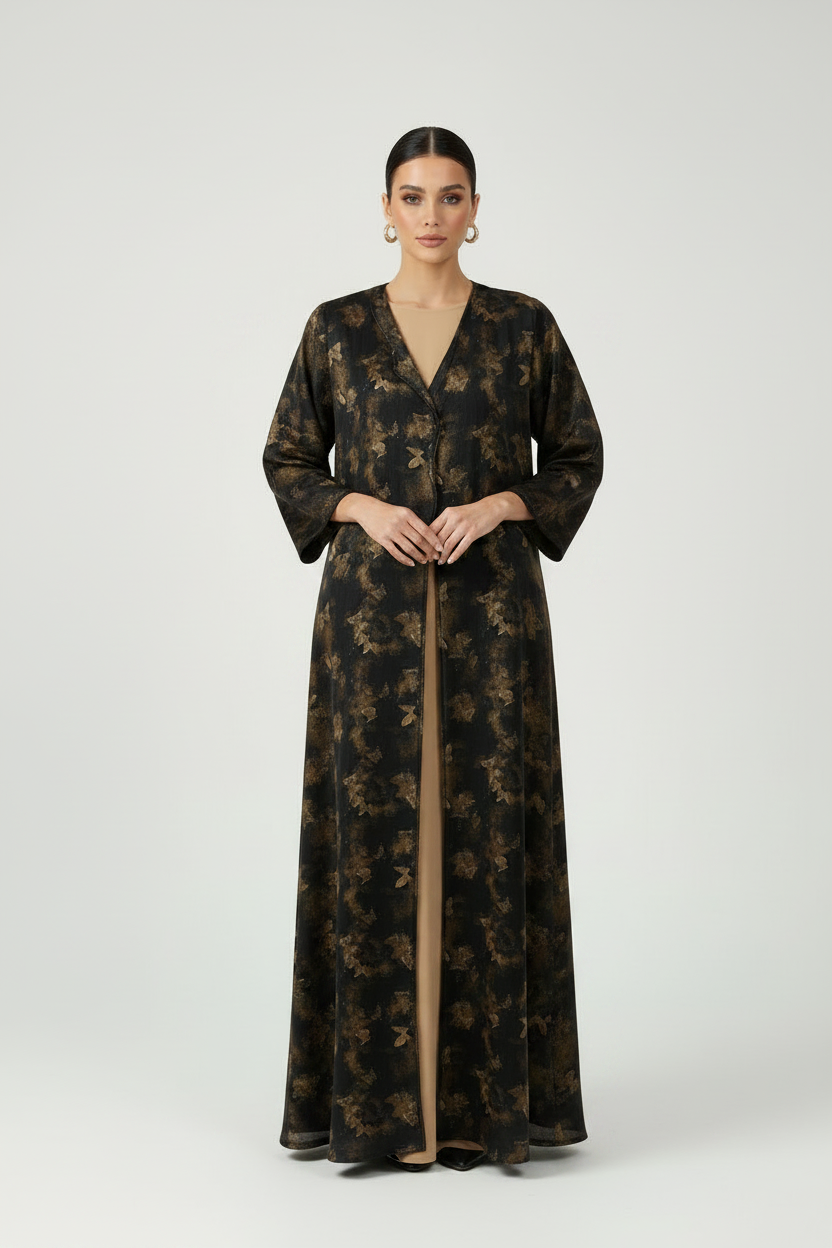 C 2625-01 Black Gold Butterfly Abaya