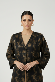 C 2625-01 Black Gold Butterfly Abaya