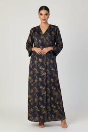 C 2625-03 Navy Gold Butterfly Abaya
