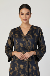 C 2625-03 Navy Gold Butterfly Abaya