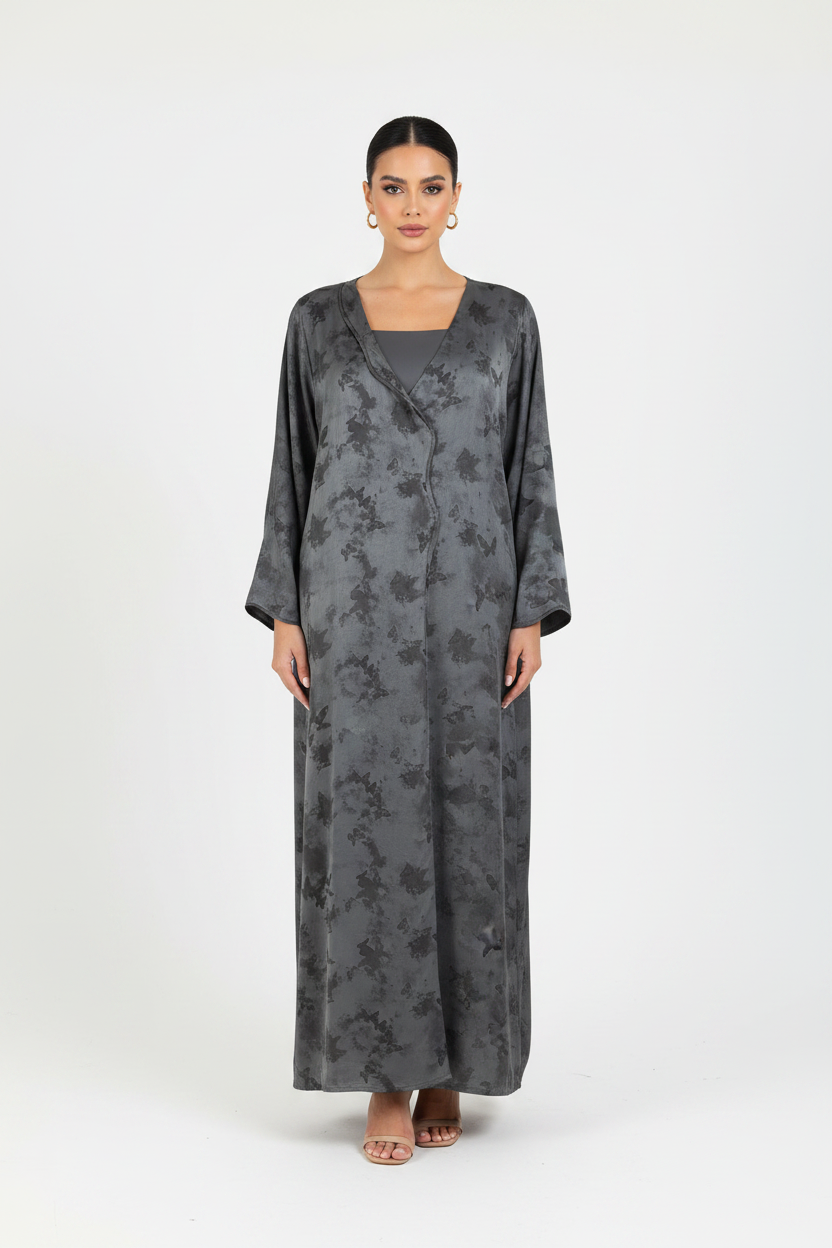 C 2625-04 Black Silver Butterfly Abaya