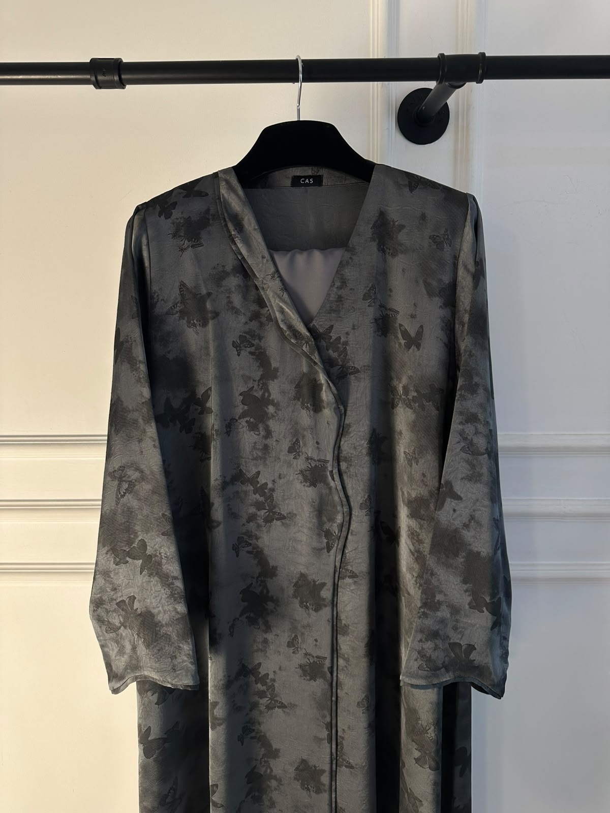 C 2625-04 Black Silver Butterfly Abaya