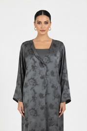 C 2625-04 Black Silver Butterfly Abaya