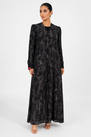 C 2626-01 Black Grey Swirl Abaya