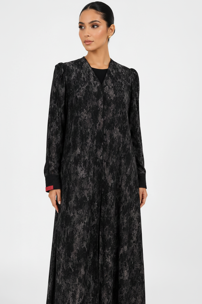 C 2626-01 Black Grey Swirl Abaya
