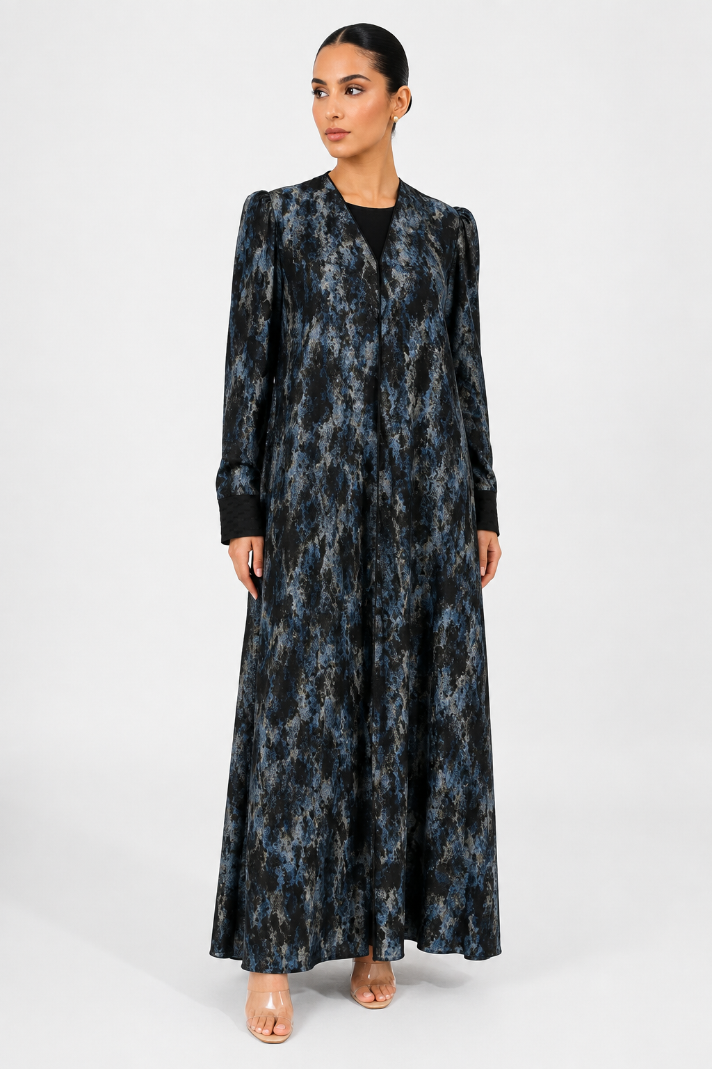 C 2626-02 Black Blue Swirl Abaya