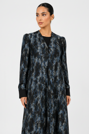 C 2626-02 Black Blue Swirl Abaya