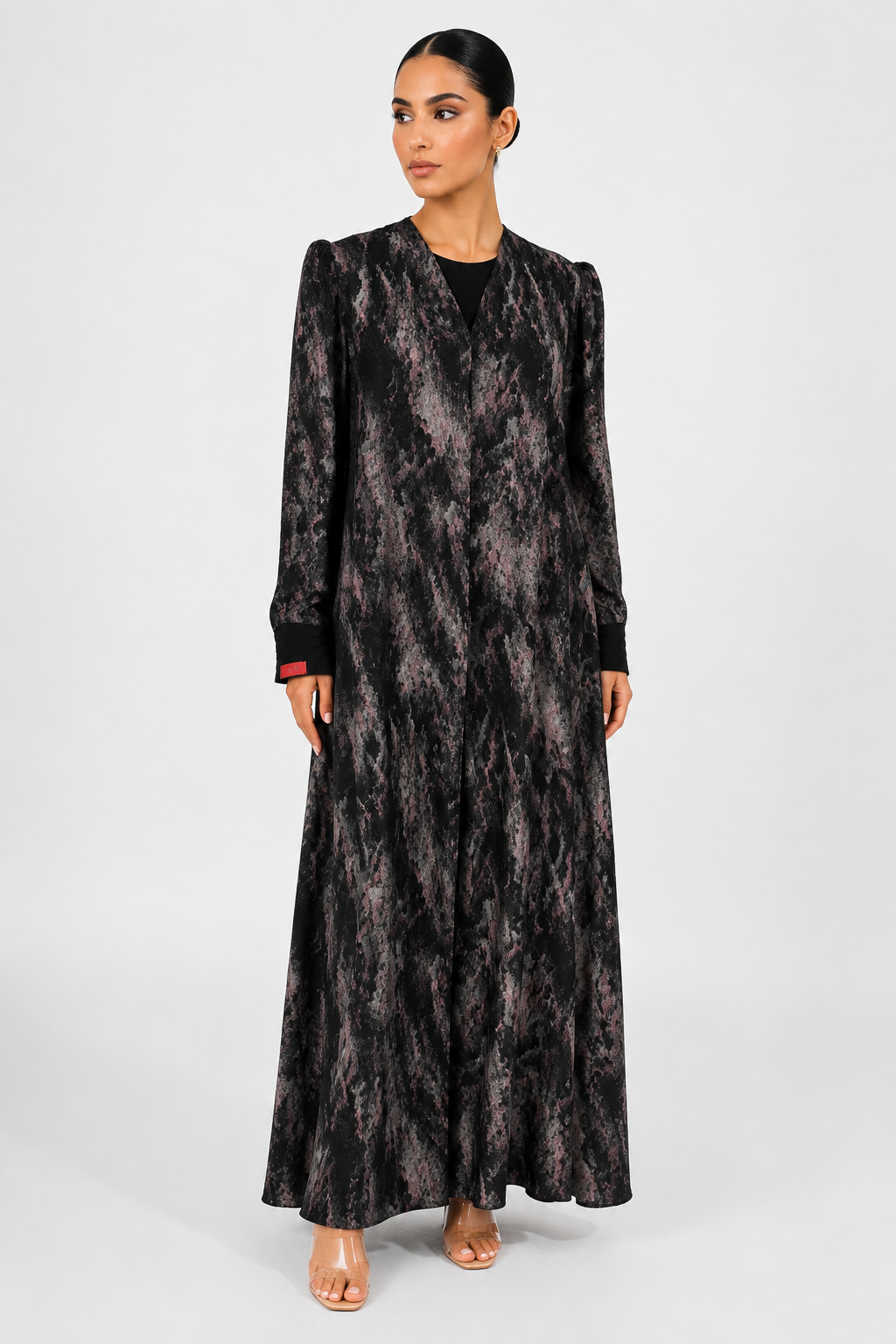 C 2626-03 Black Pink Swirl Abaya