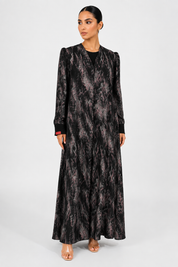 C 2626-03 Black Pink Swirl Abaya