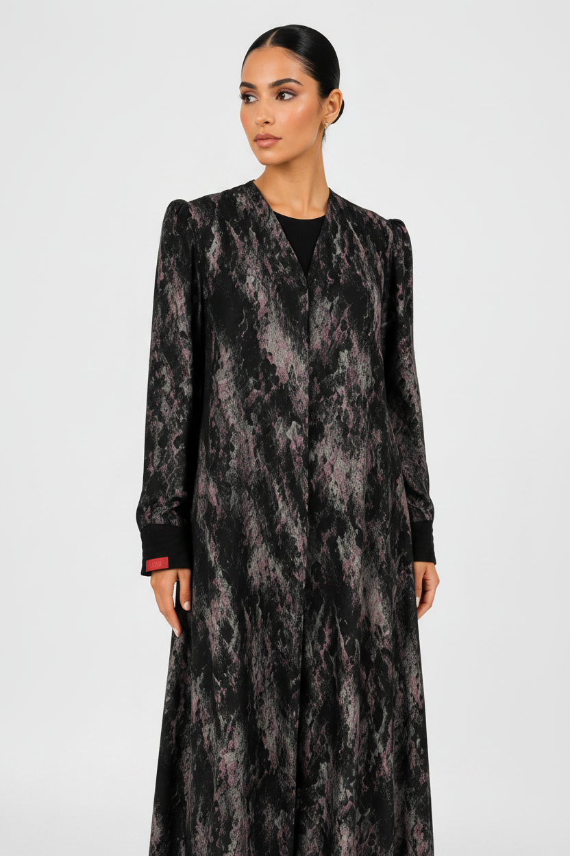 C 2626-03 Black Pink Swirl Abaya