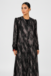 C 2626-03 Black Pink Swirl Abaya