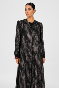 C 2626-03 Black Pink Swirl Abaya - XS / 50