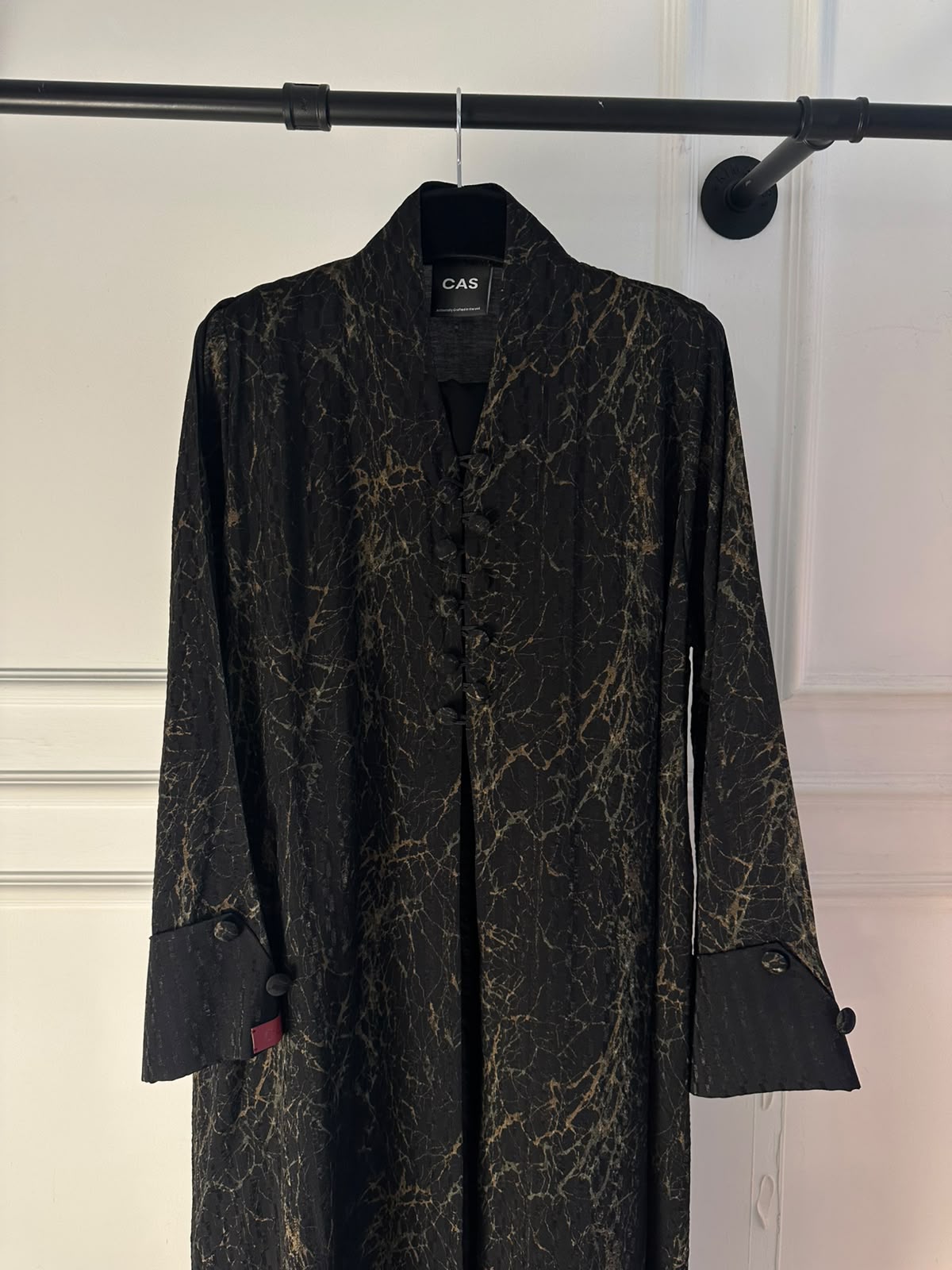 C 2627-01 Black Gold Patterned Abaya