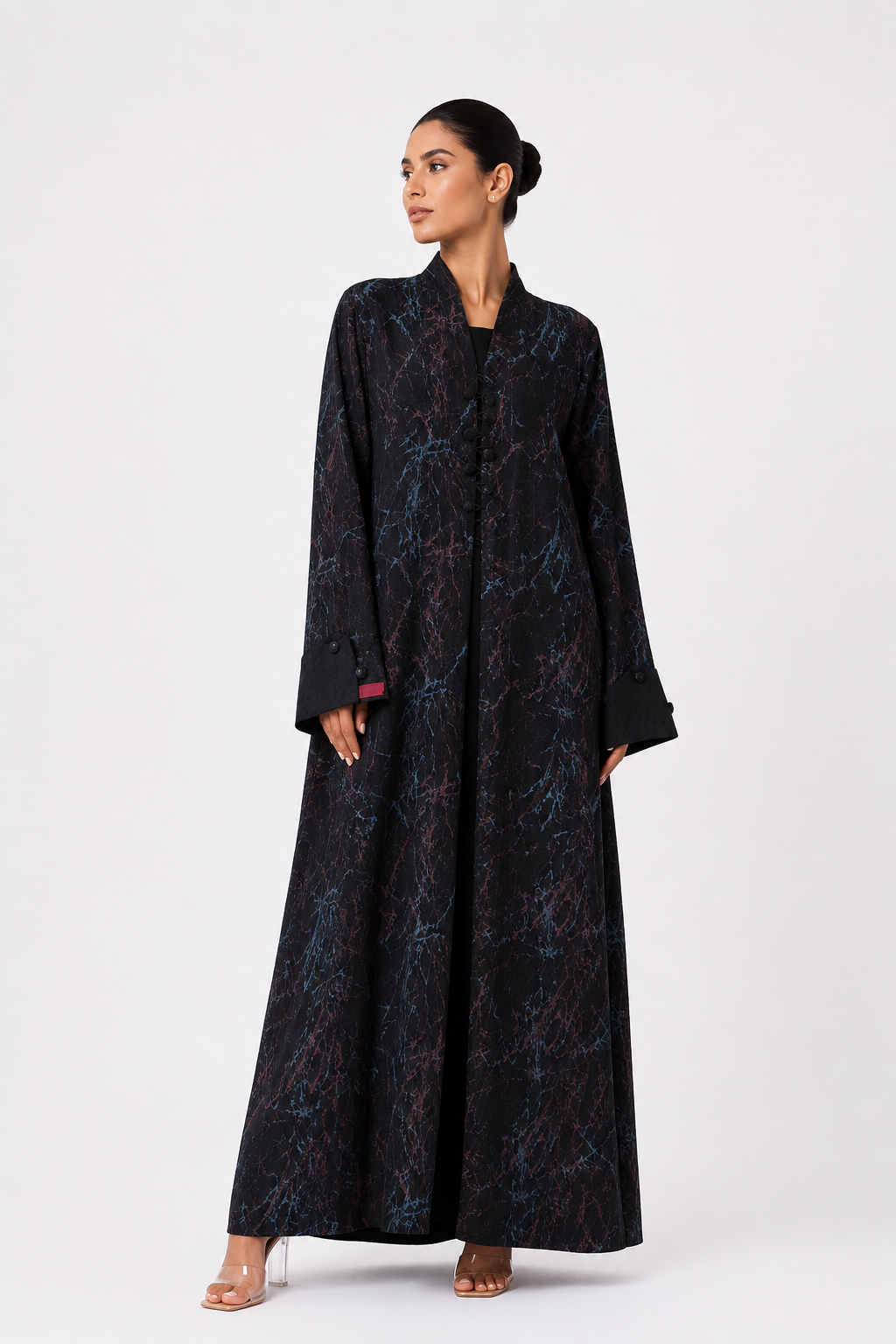 C 2627-02 Black Purple Patterned Abaya