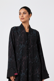 C 2627-02 Black Purple Patterned Abaya