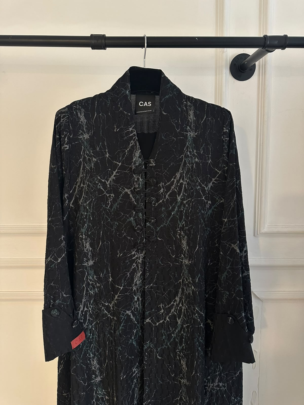 C 2627-03 Black Teal Patterned Abaya