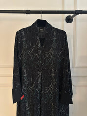 C 2627-03 Black Teal Patterned Abaya
