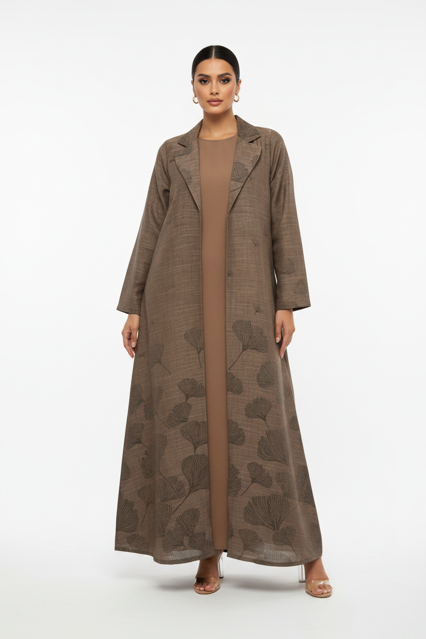 C 2630-01 Mocha Linen Abaya