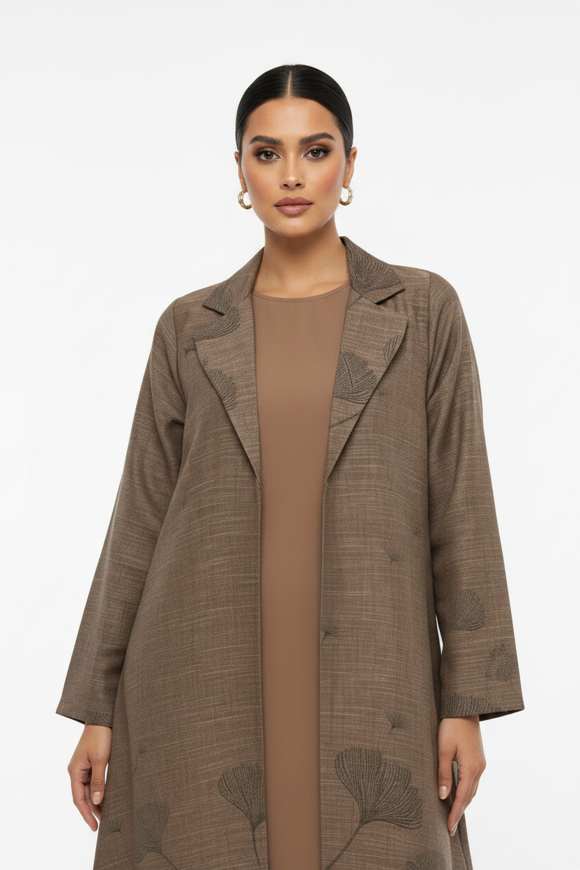 C 2630-01 Mocha Linen Abaya