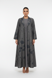 C 2630-02 Steel Grey Linen Abaya