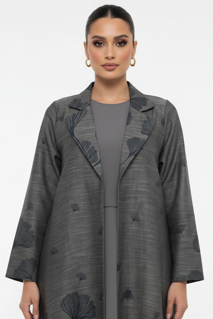 C 2630-02 Steel Grey Linen Abaya