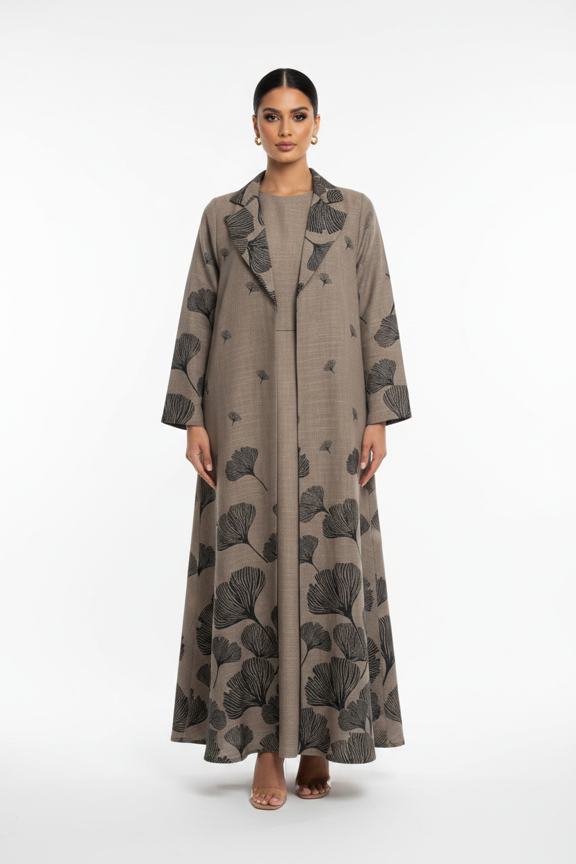C 2630-03 Tan Linen Abaya