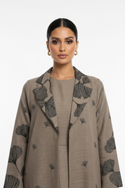 C 2630-03 Tan Linen Abaya