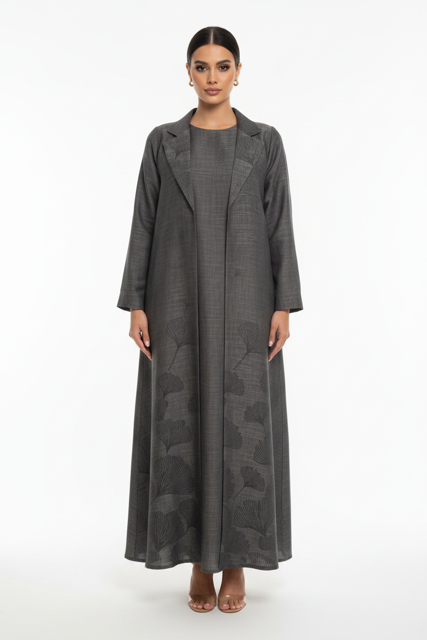 C 2630-04 Graphite Grey Linen Abaya